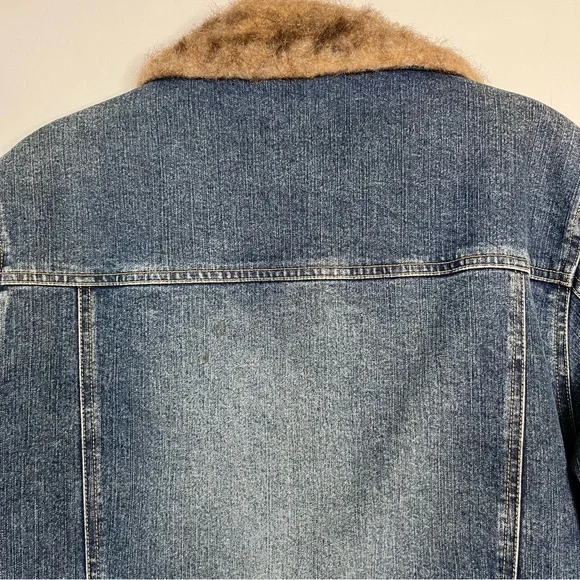Marvin Richards Fur Lined Trucker Denim Jacket Size Large Vintage Y2K Country - Picture 9 of 16